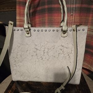 Patricia Nash Elegant White Tote Bag with Rhinestone Accents